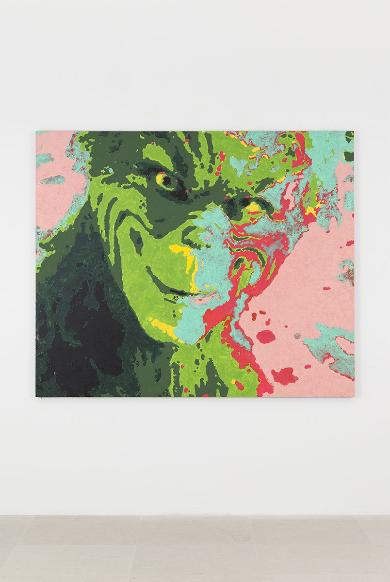 Mathieu Malouf, Grinch, 2017, Acrylic and oil on canvas, 60 1/4 x 72 inches (153 x 182.9 cm)