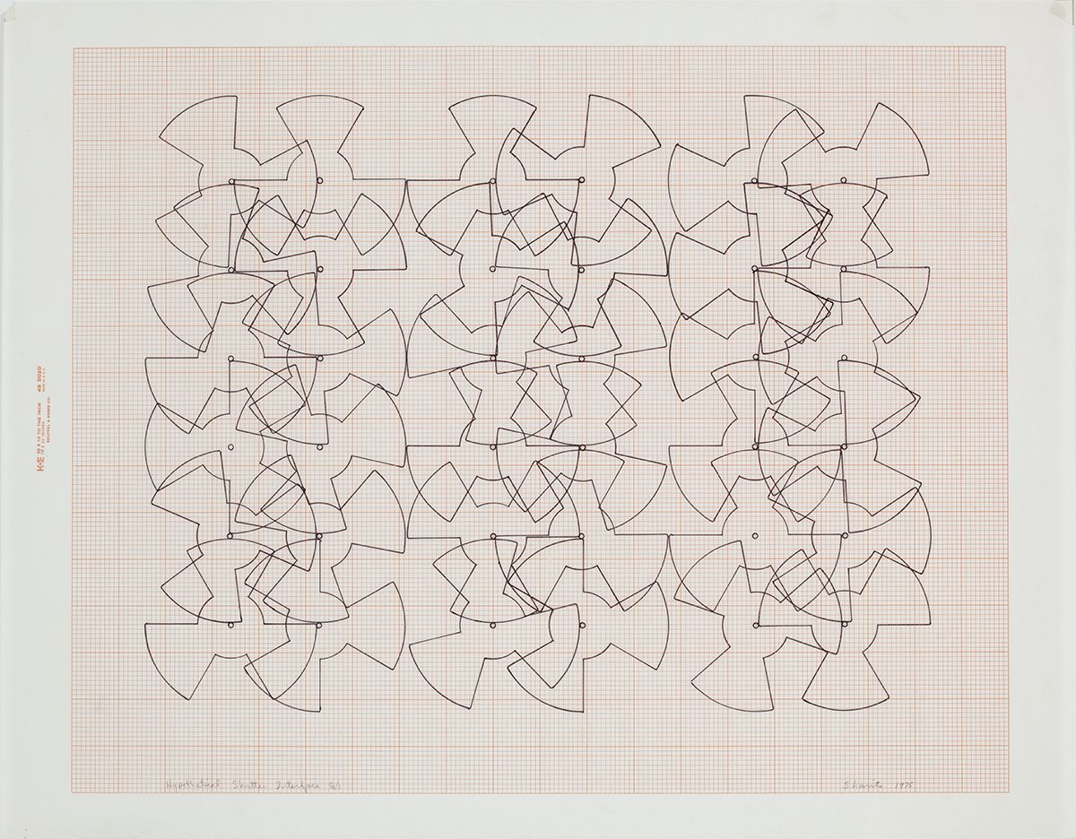Paul Sharits Hypothetical Shutter Interface G/1, 1976 colored ink on graph paper 18 x 23 inches paper 45.7 x 58.4 cm