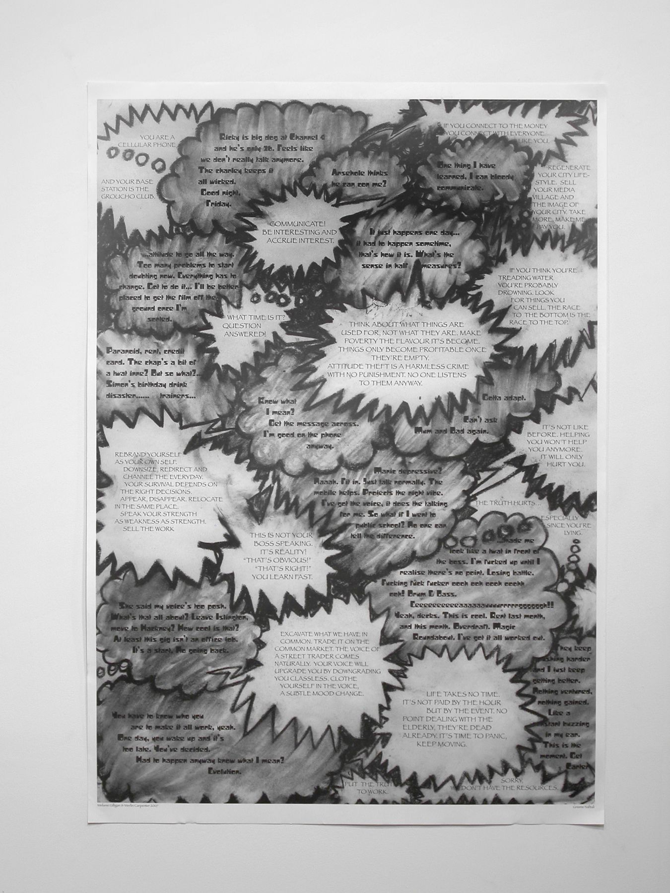 Merlin Carpenter & Melanie Gilligan, The Voice Finds Keith, London 1995, 2007, Poster, sound, objects, Dimensions variable