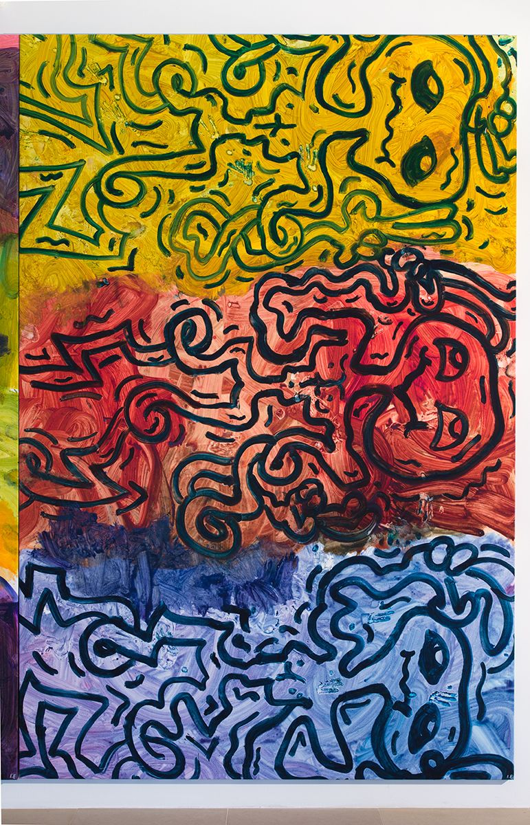 Ida Ekblad, Untitled, 2014, Oil on linen, 118 1/8 x 78 3/4 inches