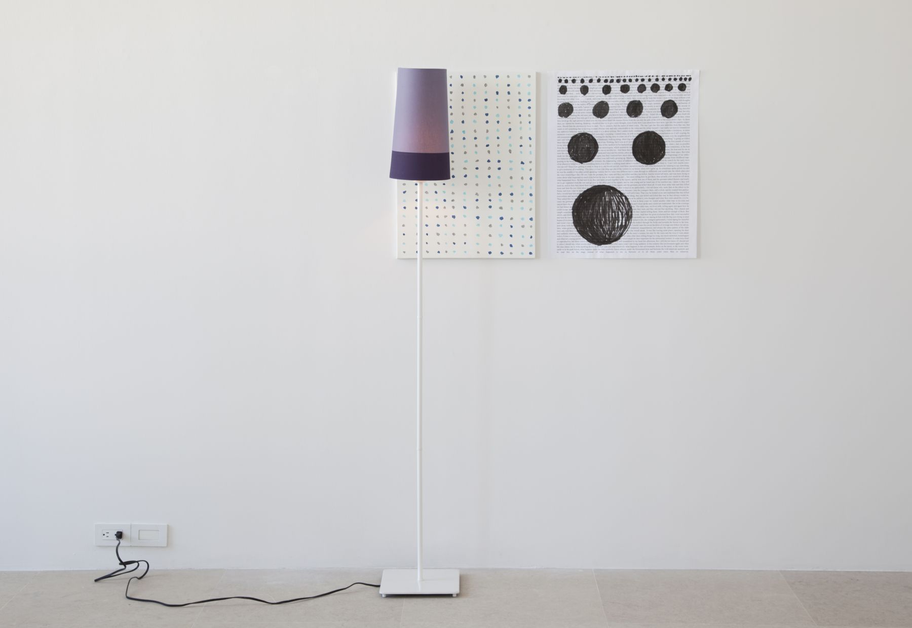 Josef Strau Title Forthcoming, 2010 Mixed media installation with floor lamp, painting and poster Overall dimensions variable