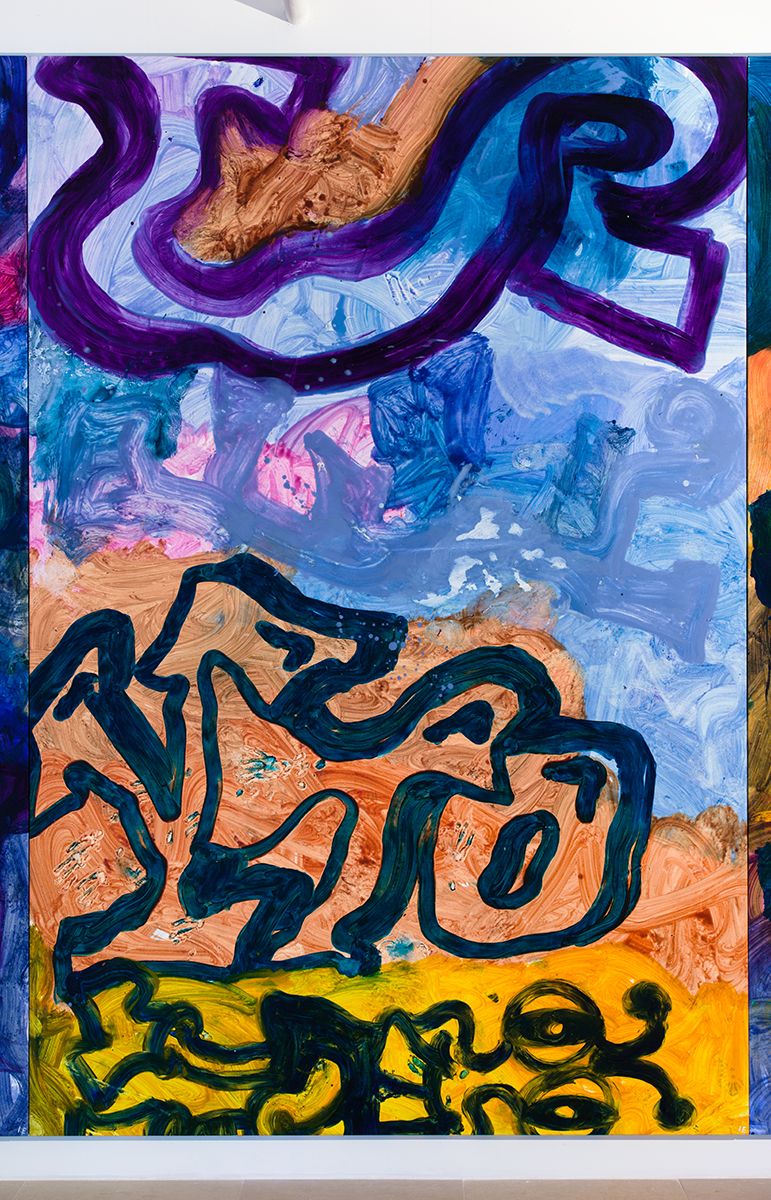 Ida Ekblad, Untitled, 2014, Oil on linen, 118 1/8 x 78 3/4 inches