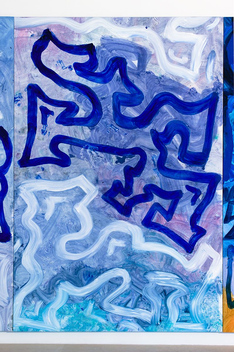 Ida Ekblad, Untitled, 2014, Oil on linen, 118 1/8 x 78 3/4 inches