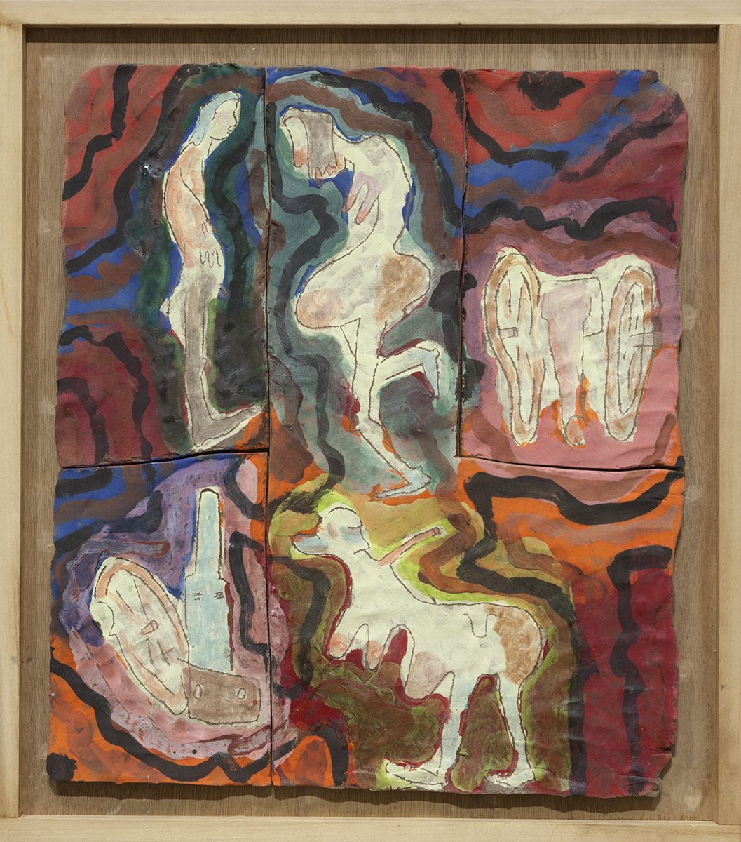 Richard Hawkins Spectral Orderlies, 2016 Glazed ceramic in artist's frame 25 3/4 x 22 3/4 x 2 inches (65.4 x 57.8 x 5.1 cm)