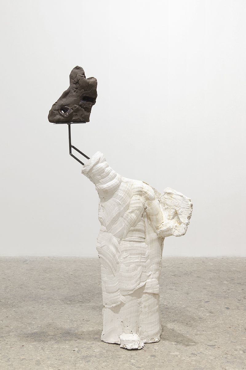 Gelatin New York Golem, 2017 Hard plaster, steel, glazed ceramic 55 7/8 x 29 5/8 x 17 3/4 inches (142 x 75 x 45 cm)