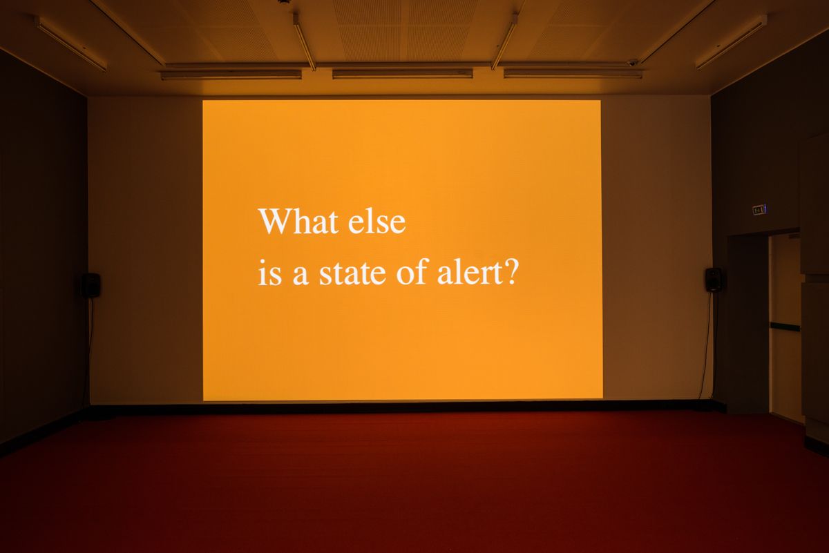 Tony Cokes, installation view, Evil, Mediation, and Power, Bergen Kunsthall, Bergen, 2018