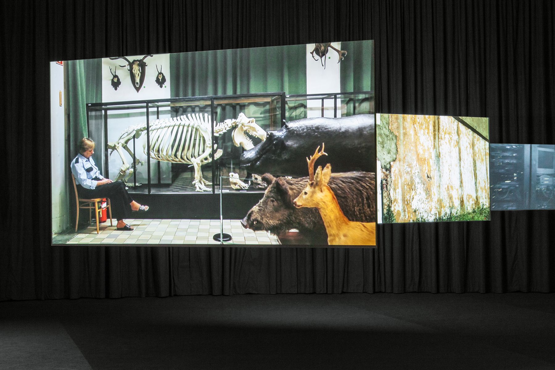 Installation view, Labor in a Single Shot: A project by Antje Ehmann and Harun Farocki, Haus der Kulturen der Welt, Berlin, 2015