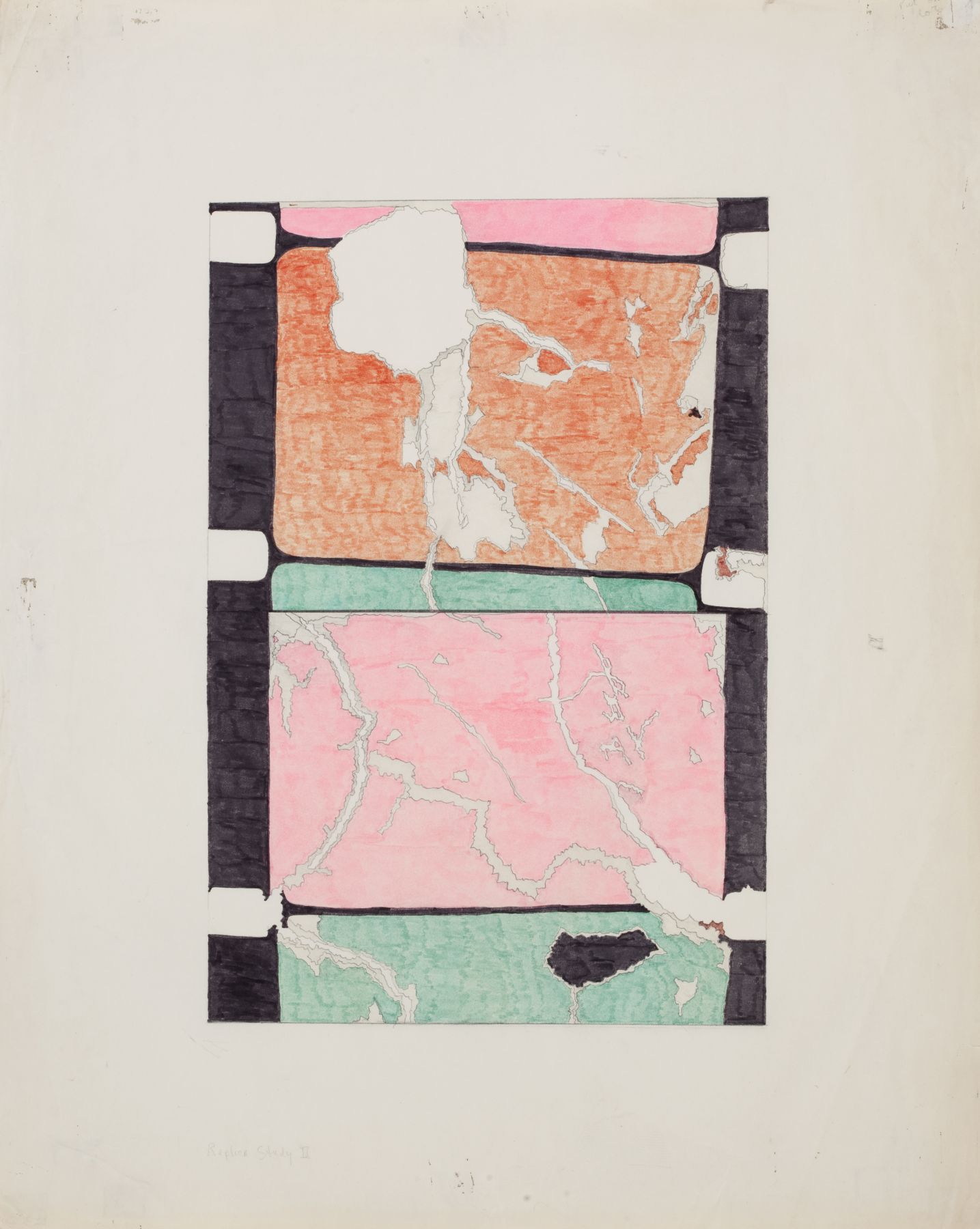 Paul Sharits, Replica Study II, Mixed media on paper, 29 x 23 inches