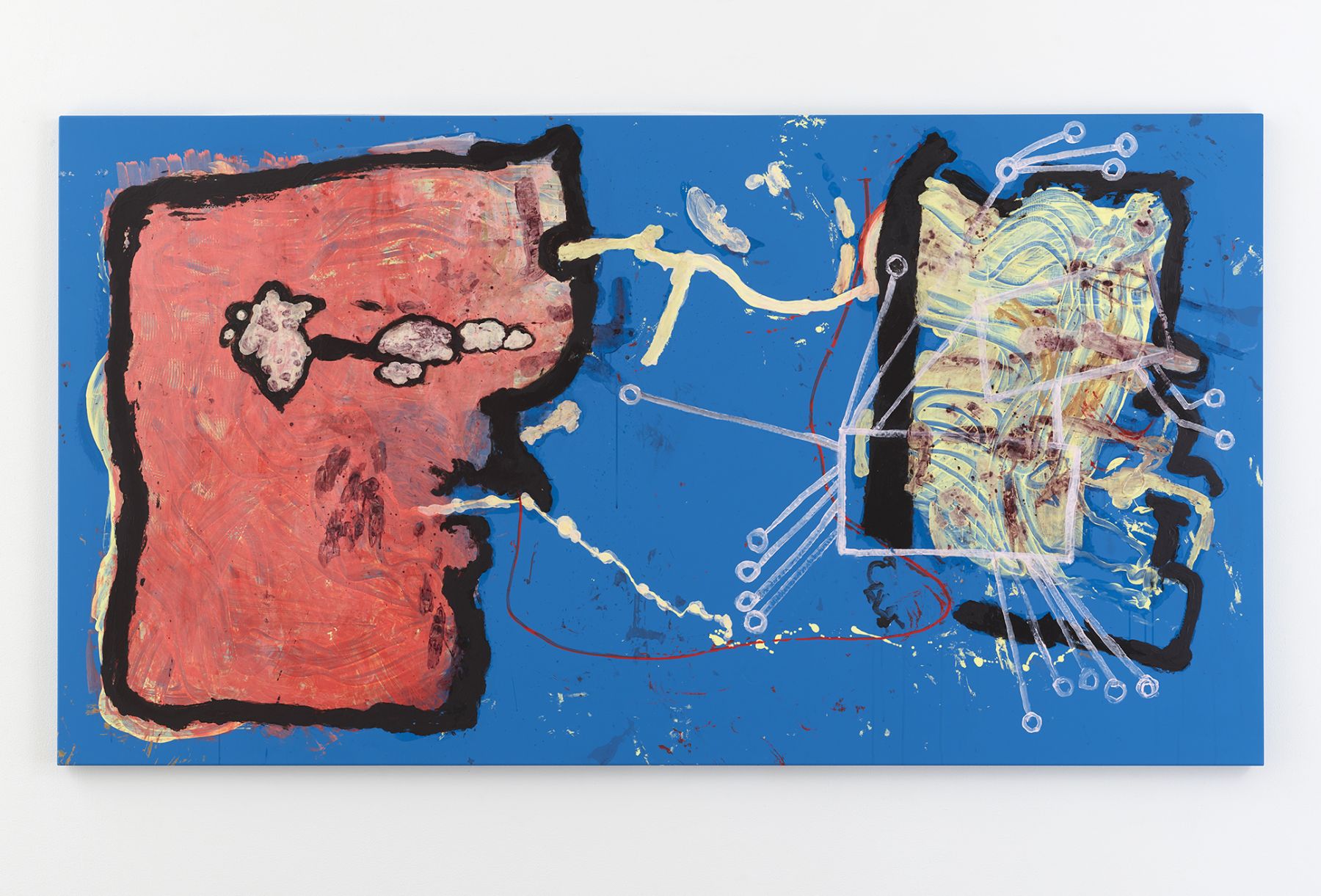Michaela Eichwald, Untitled, 2019, Acrylic, ink, varnish on polyurethane fabric, 51 x 98 1/2 inches (130 x 250 cm)