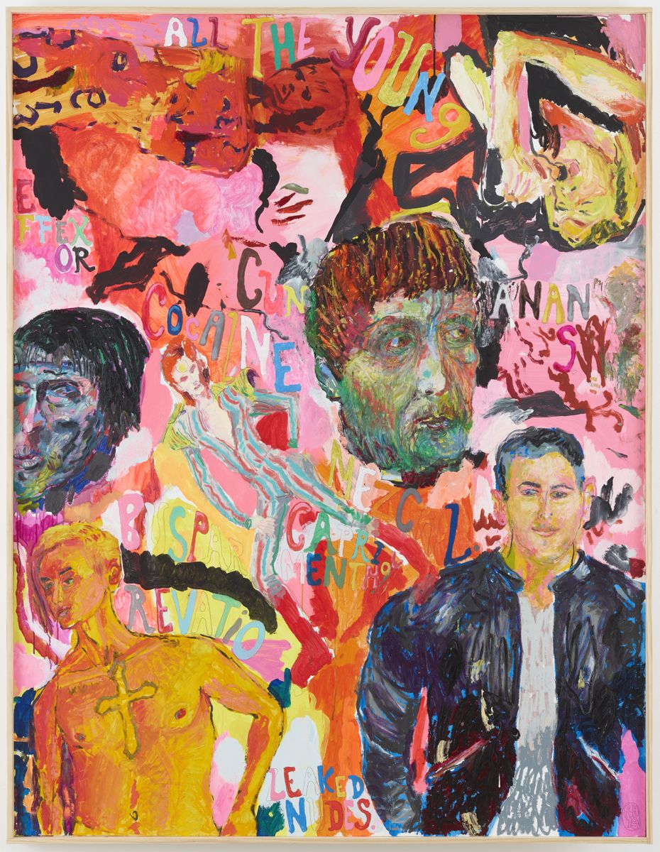 All the Young Cunanans, 2019, Acrylic and oil on panel, 79 x 61 x 2 1/4 inches (200.7 x 154.9 x 5.7 cm)