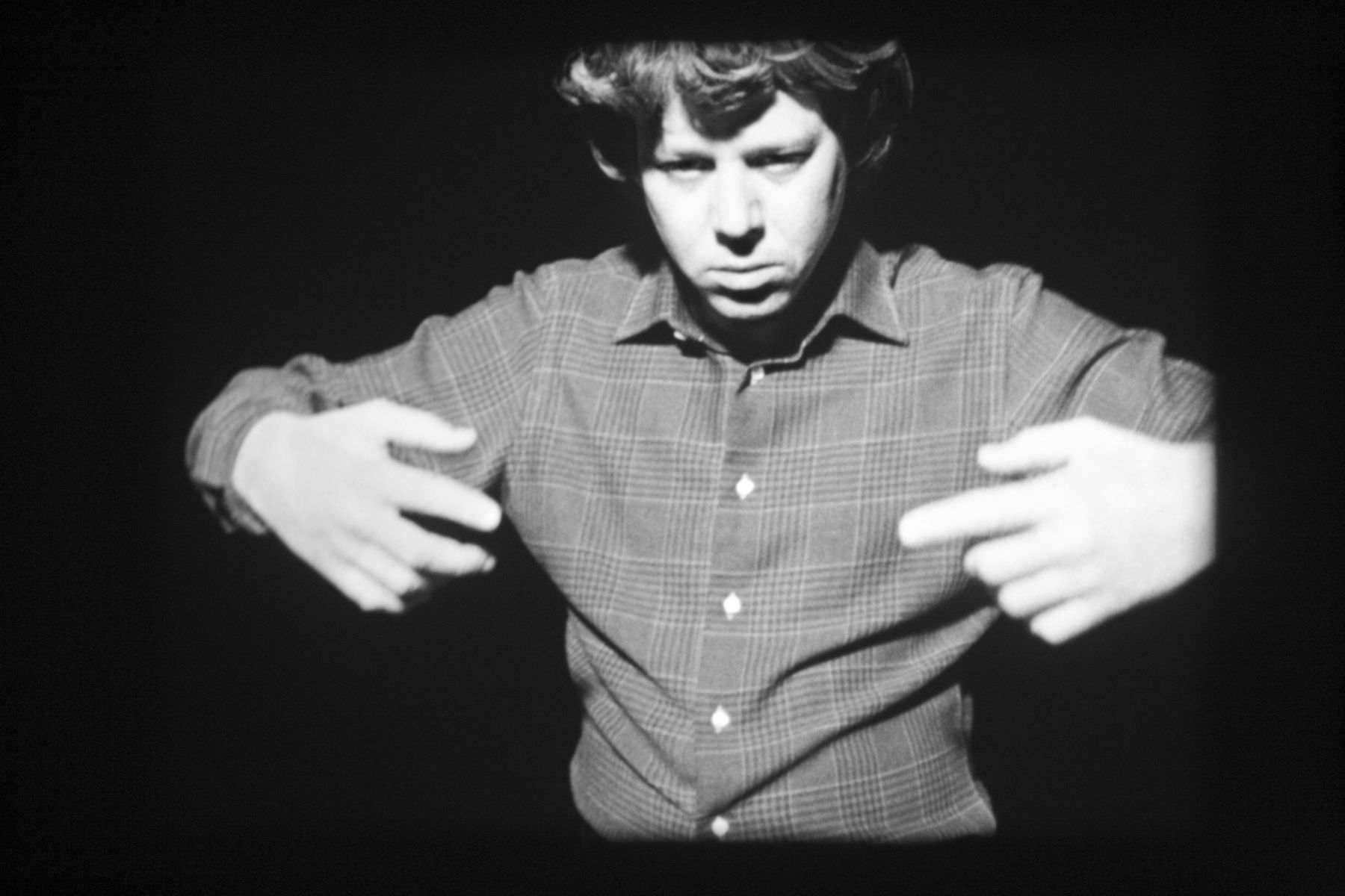 To navigate, in a genuine way, in the unknown necessitates an attitude of daring, but not one of recklessness (movements generated from the Magical Passes of Carlos Castaneda), 2009, 16mm black and white film, 3:30 minutes, continuous loop