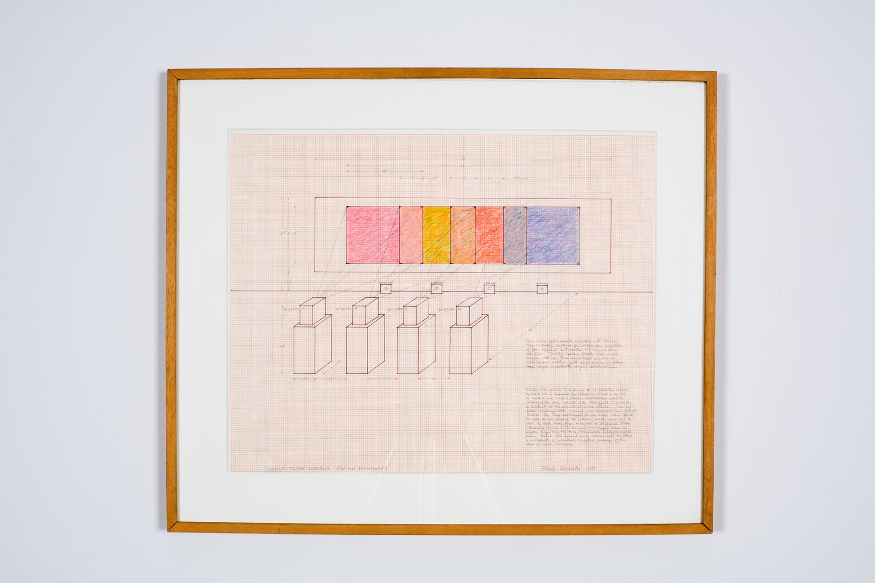 Study 4: Shutter Interface (optimal arrangement), 1975, ink and colored pencil on graph paper, 18 x 23 inches