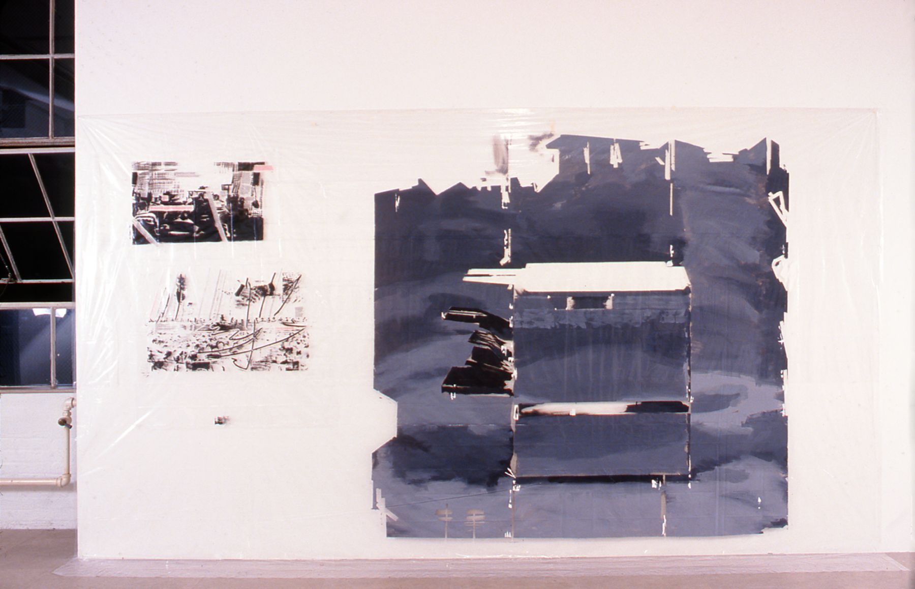 Dierk Schmidt, Two Papers for Copy Machine, 1999, Oil and acrylic on plastic, 106 x 168 inches