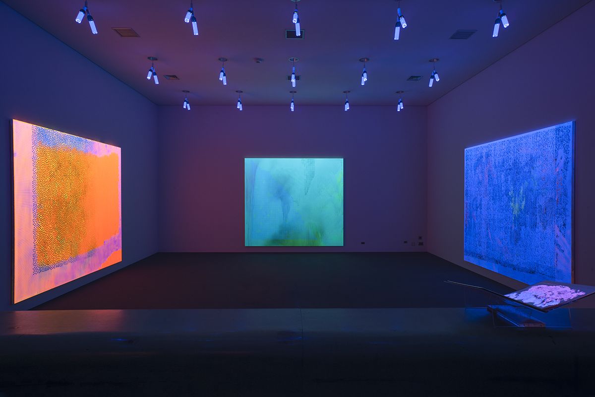 Installation view, Jacqueline Humphries, Carnegie Museum of Art, Pittsburgh, MA, 2015