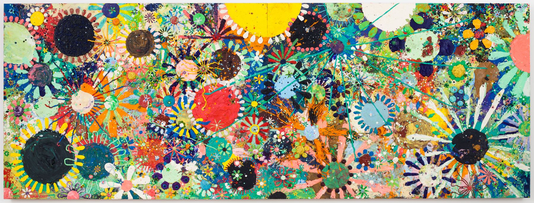 Gelitin, Untitled, 2011, Plasticine on wood panel, 40 5/8 x 109 1/2 x 4 1/4 inches