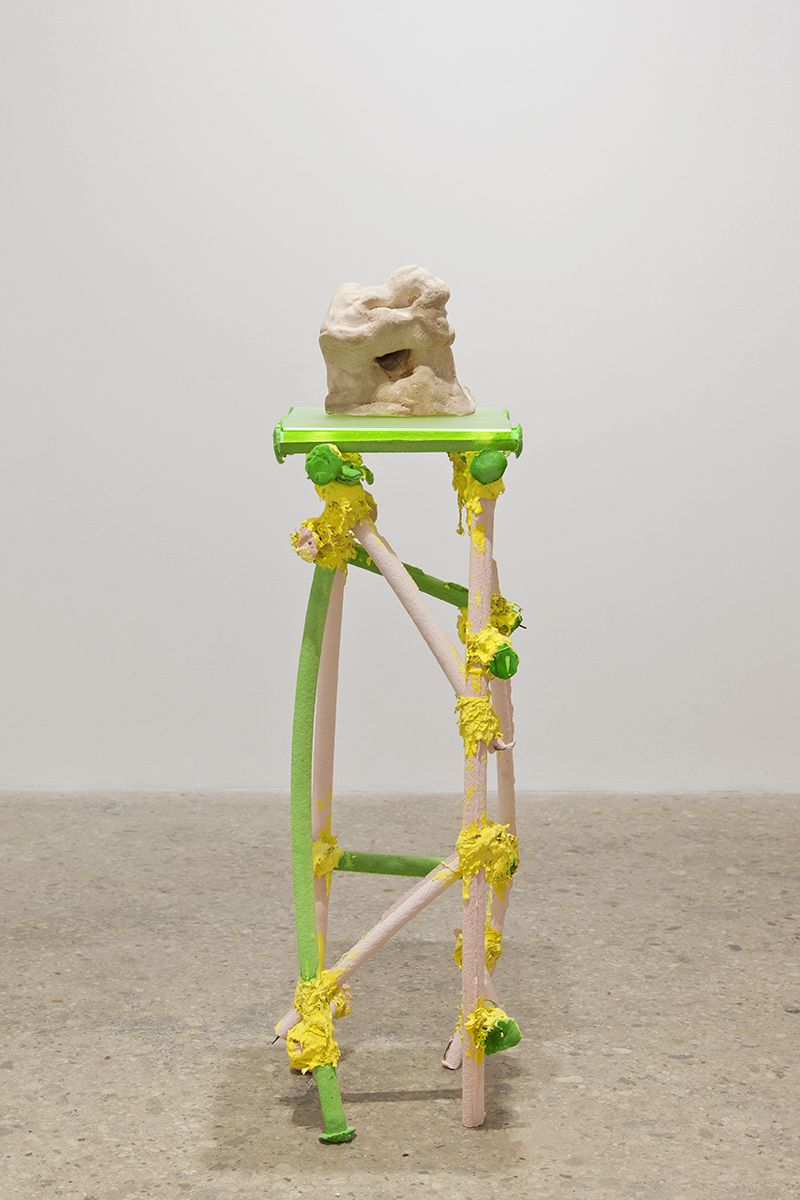 Gelatin New York Golem, 2017 Plaster, steel, plexiglass, glazed ceramic 52 3/8 x 14 5/8 x 14 1/8 inches (133 x 37 x 36 cm)