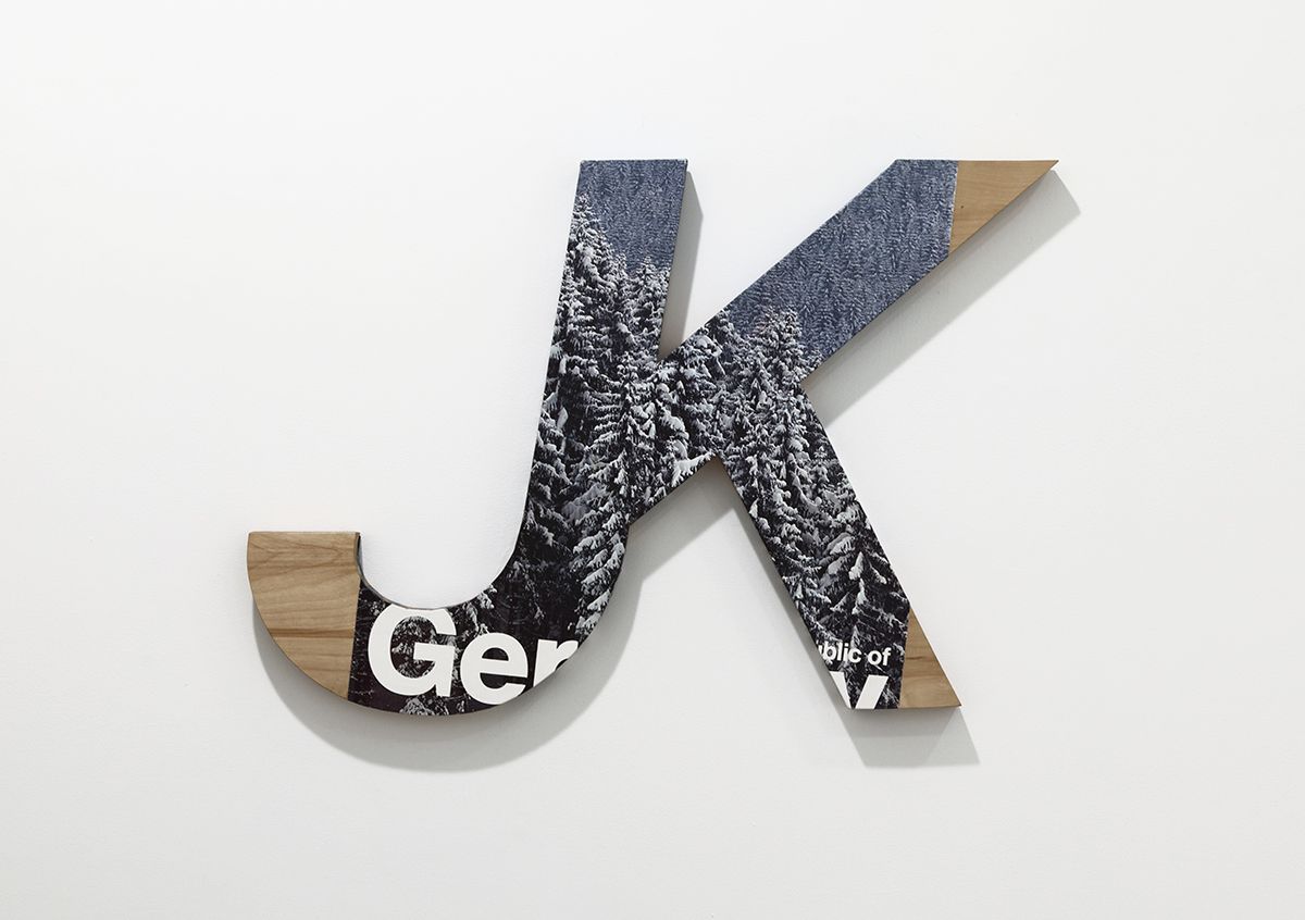 John Knight Untitled, 1982 Birch plywood and tourist poster 24 x 30 x 1 5/8 inches (61 x 76.2 x 4.1 cm)