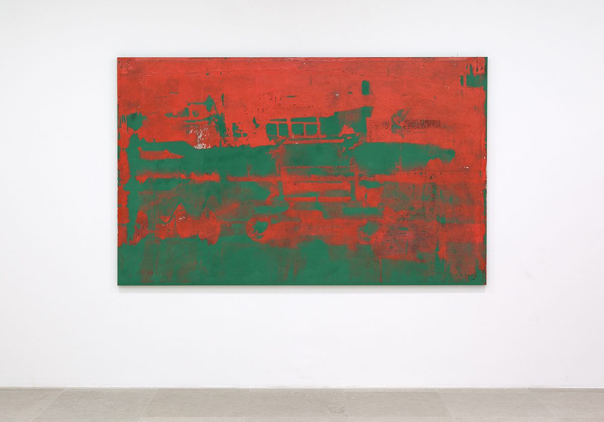 Mathieu Malouf, B61 nuclear warhead, 2017 Silkscreen on canvas, 60 x 96 inches (152.4 x 243.8 cm)
