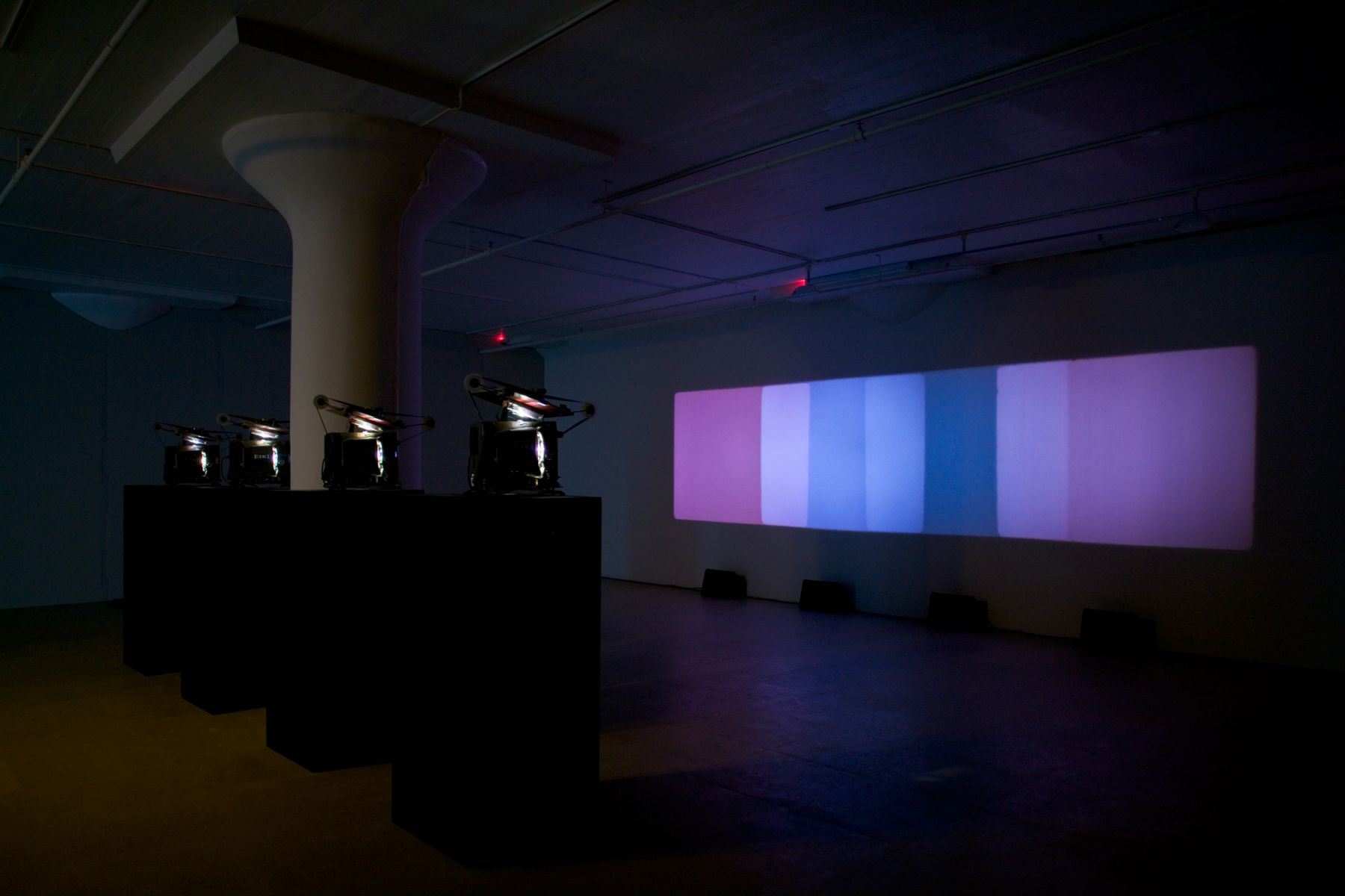 Paul Sharits Shutter Interface, 1975 4-screen 16mm loop projection with 4 separate soundtracks, color Indefinite duration