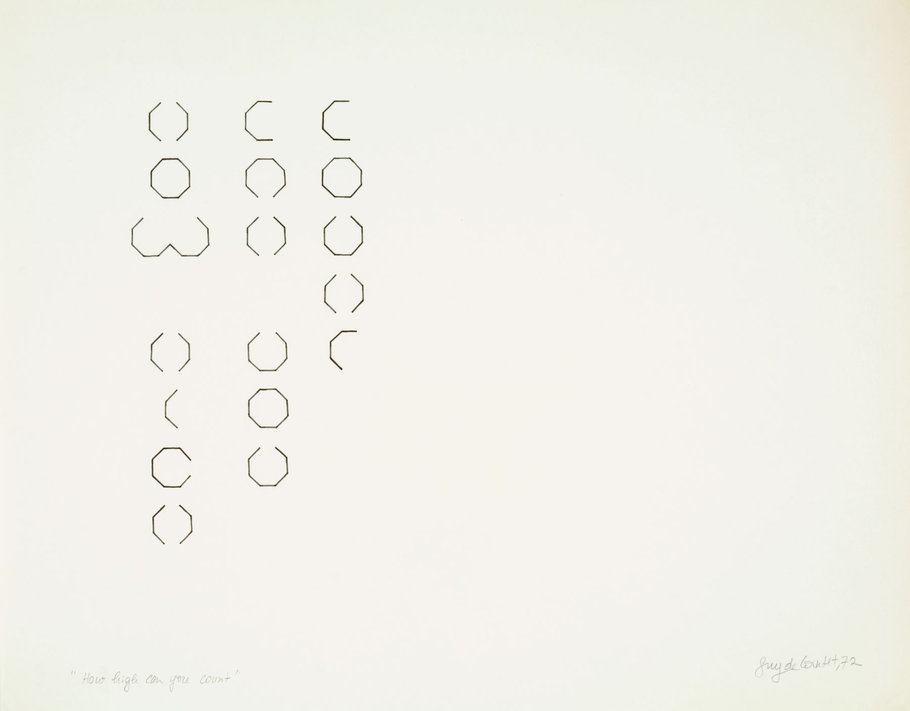 How high can you count?, 1972, Ink and pencil on paper