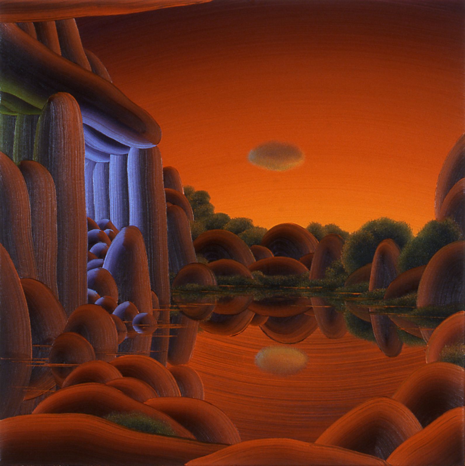Christian Ward, Cloud Floating Above a Pond at Sunset, 2003, Oil on canvas, 24 x 24 inches