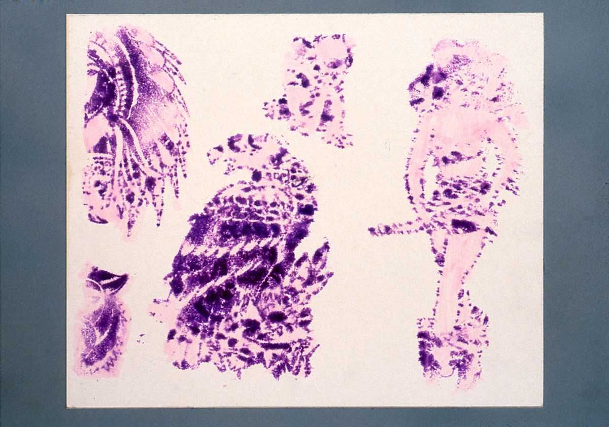 Alix Stewart Lambert, Untitled, 1995 (detail), aluminum, tatoo transfer and ink on paper, 13 3/4 x 16 x 33 inches