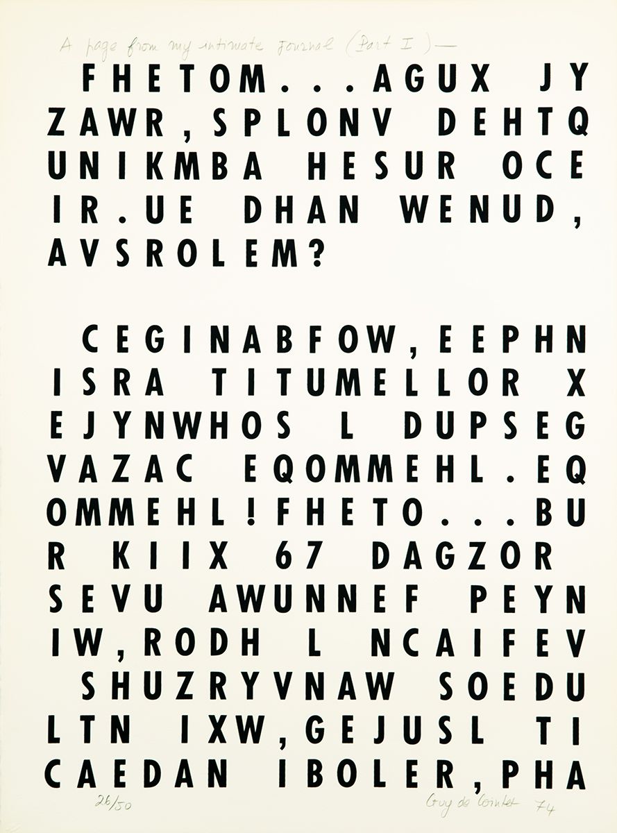 A Page From My Intimate Journal, Part I, 1974, Screenprint