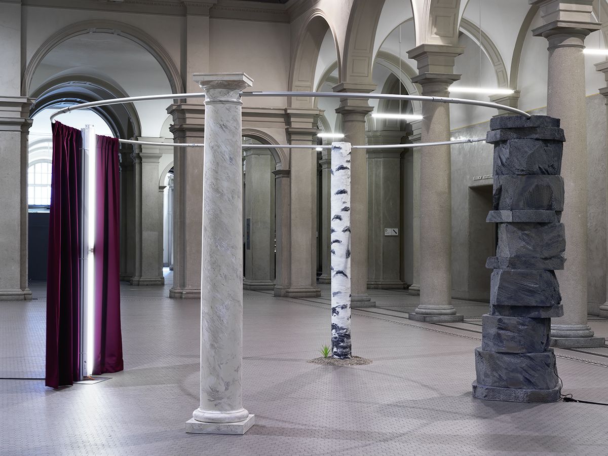 Sidereal Time, 2014, Wood, fiberglass, plastic foam, paint, water, electrical water pump, fabric and fluorescent light