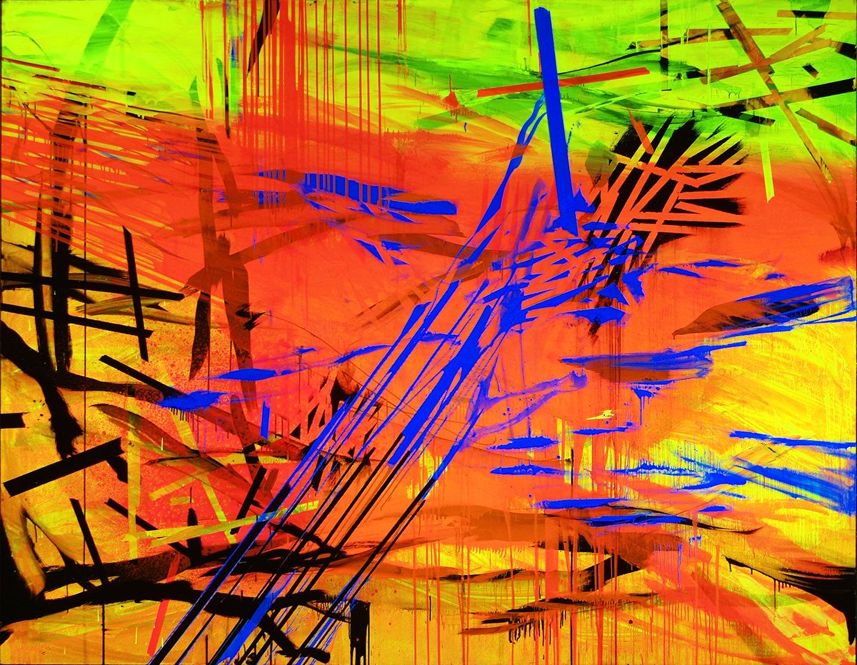 Jacqueline Humphries Sunset Noir, 2005 Oil on linen 85 x 110 inches 215.9 x 279.4 cm