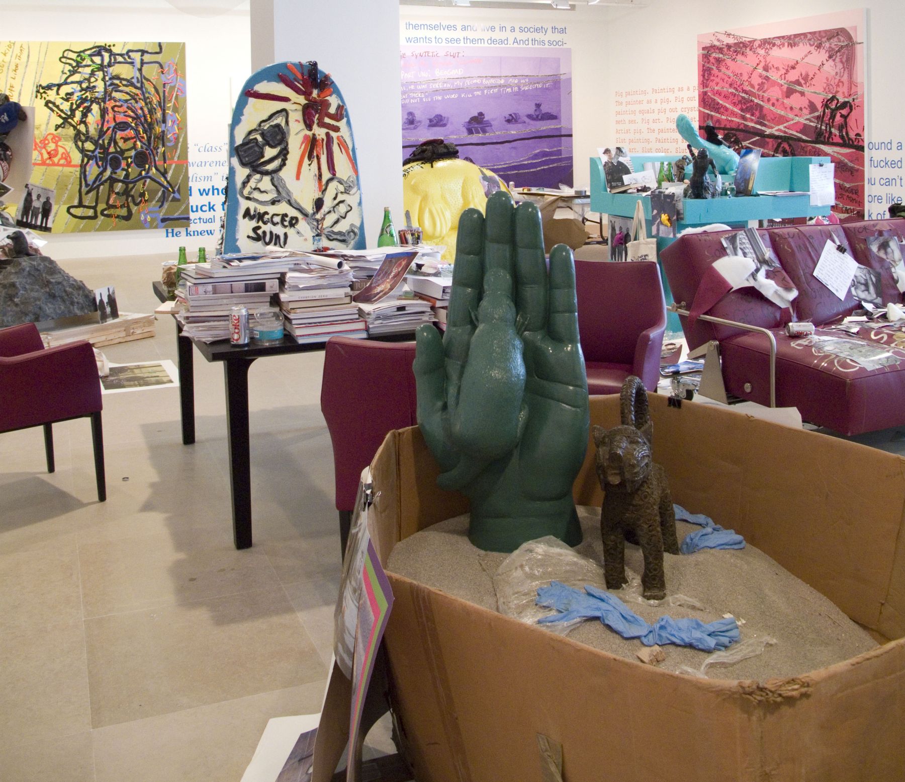 Installation view, The Synthetic Slut: A Novel by Bjarne Melgaard, Greene Naftali, New York, 2010