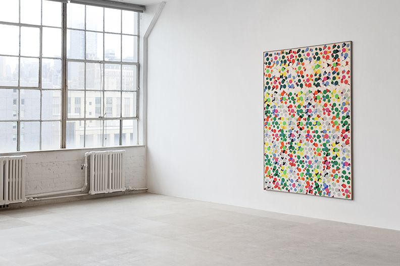 Untitled, 1966, Casein tempera on canvas, 78 3/4 x 59 inches, Installation view, Greene Naftali, New York, 2013