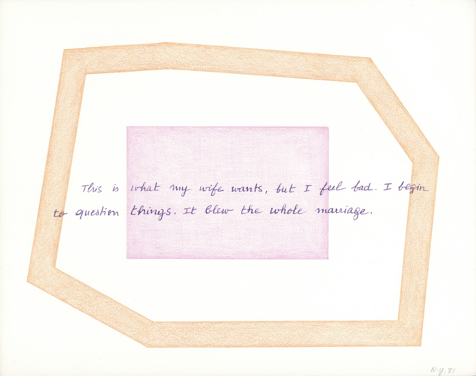 Guy de Cointet My Marriage... 1981 series of 8 colored pencil and ink drawings on paper 11 x 14 inches each
