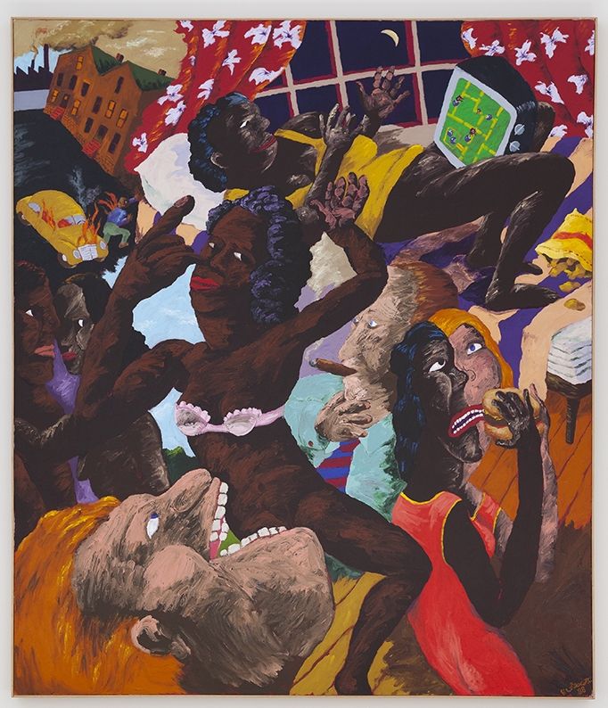 Robert Colescott Pac-Man (The consumers consumed), 1988 Acrylic on canvas 84 x 72 inches (213.4 x 182.9 cm)