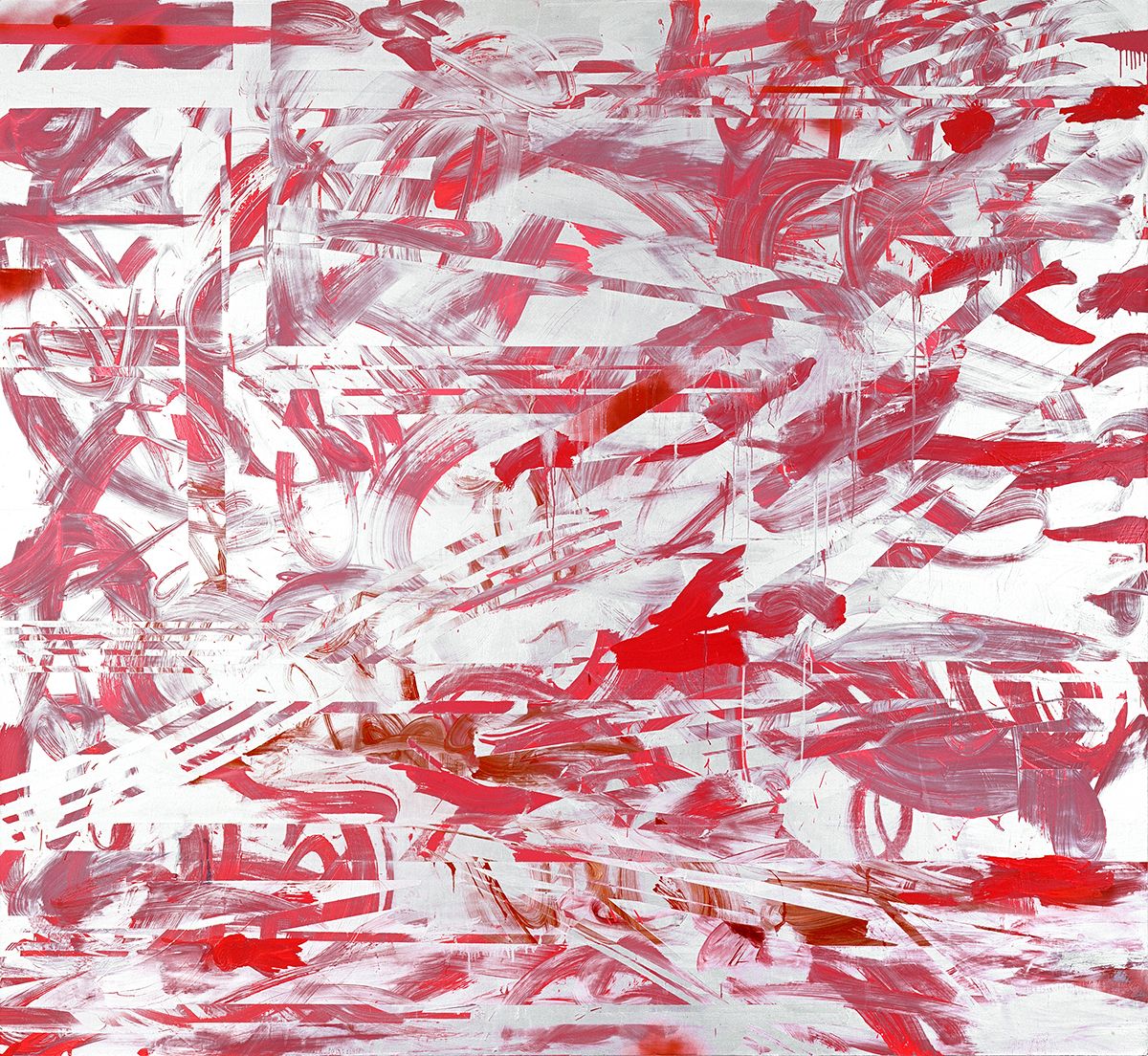 Jacqueline Humphries Good'n Plenty, 2007 Oil and enamel on linen 80 x 87 inches (203.2 x 221 cm)
