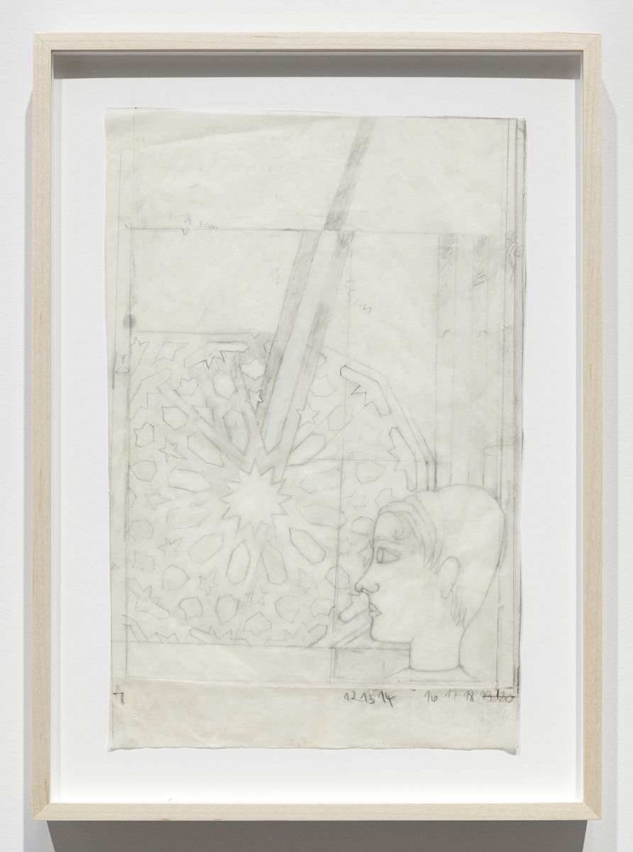 Katharina Wulff Untitled, 2011 Pencil on transparent paper Paper: 12 3/4 x 8 7/8 inches (32.4 x 22.5 cm) Frame: 15 3/5 x 11 1/4 x 1 3/8 inches (39.6 x 28.6 x 3.5 cm)