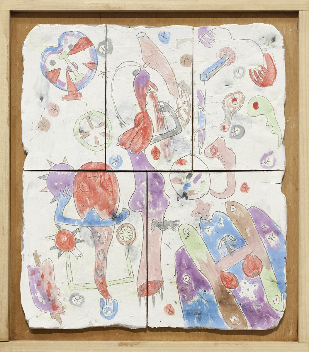 Richard Hawkins Vomiting Shaman and Heroin Priest, 2016 Glazed ceramic in artist's frame 25 3/4 x 22 3/4 x 1 5/8 inches (65.4 x 57.8 x 4.1 cm)
