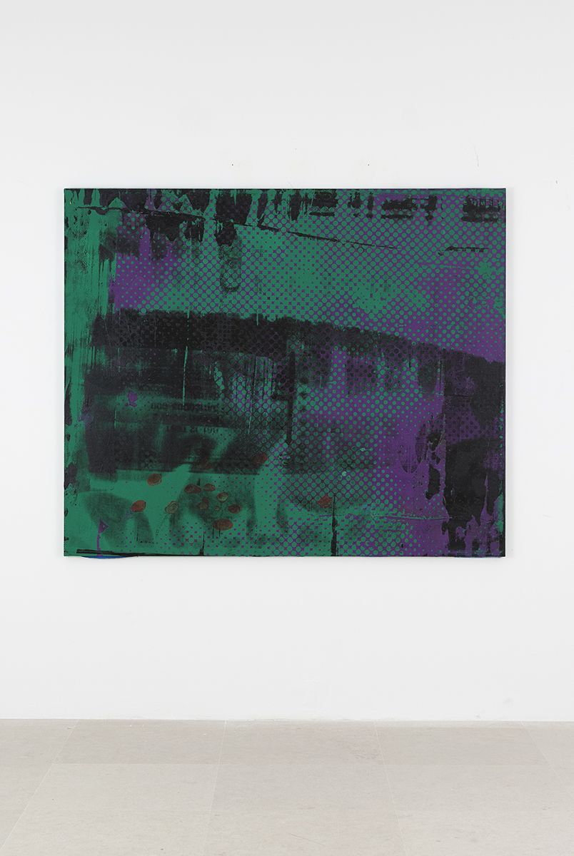 Mathieu Malouf, M76 nuclear warhead, 2017 Acrylic and silkscreen on canvas 60 x 72 inches (152.4 x 182.9 cm)