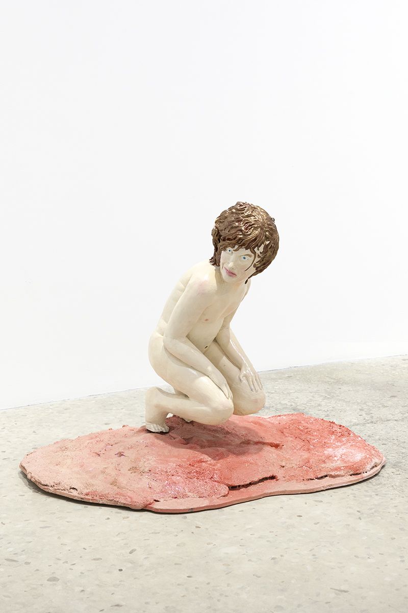 Mathieu Malouf Trans Von Marées’ The Seasons of Life (?) IV, 2015 Metallic paint, oil, acrylic on synthetic resin, metal and wood 37 7/8 x 48 3/8 x 29 7/8 inches (96 x 123 x 76 cm)