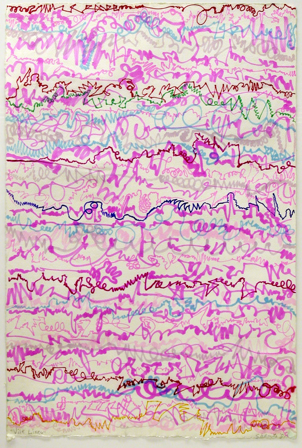 Paul Sharits, Vile Lines, 1981, Marker on paper, 24 x 16 inches