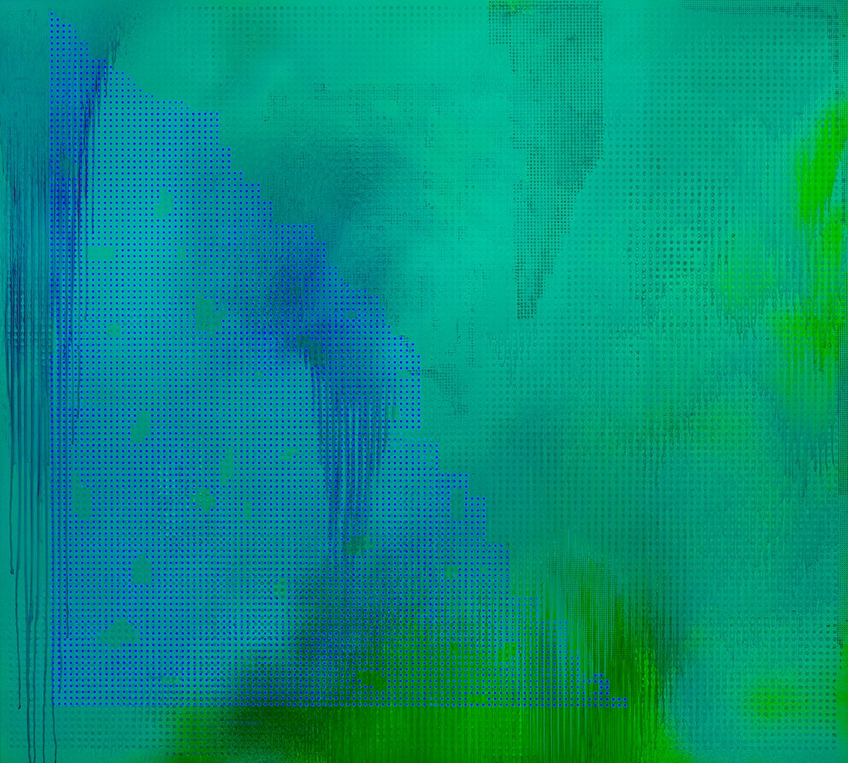 Jacqueline Humphries Untitled, 2015 Enamel on linen 114 x 127 inches (289.6 x 322.6 cm)