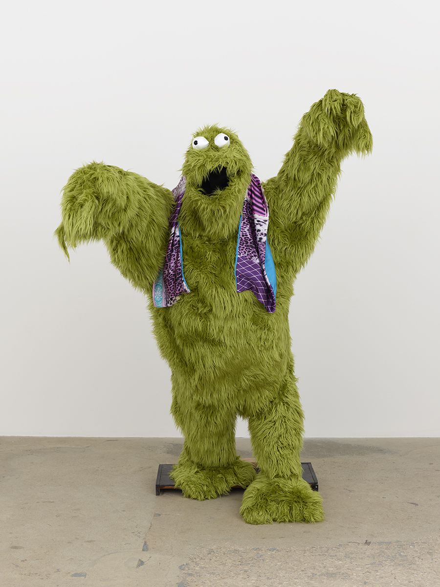 Stefan Tcherepnin Letter Fiend, 2014 Faux fur fabric, black fabric, wood base structure 70 x 70 x 78 inches (177.8 x 177.8 x 198.1 cm)