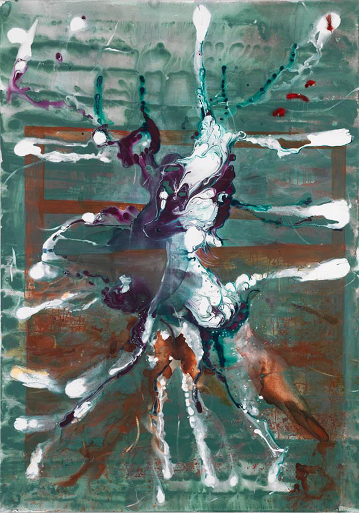Ohne Titel, 2011, Watercolor, ink, pastel, oil, and acrylic on canvas, 78 3/4 x 55 1/4 inches 200 x 140.3 cm