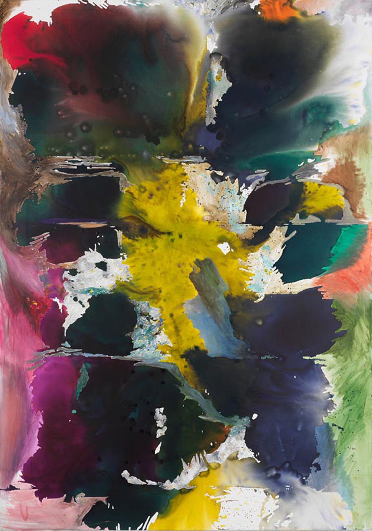 Ohne Titel, 2011, Watercolor, ink, pastel, oil, and acrylic on canvas, 78 3/4 x 55 1/4 inches