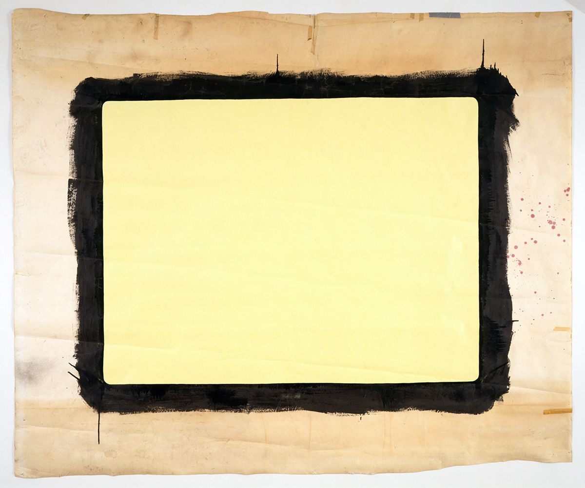 Tony Conrad Yellow Movie 12/14-15/72, 1972 Emulsion: Citron tinted low lustre enamel, Speedflex Latex Colorizer, Brooklyn Paint & Varnish Co. Base: White seamless paper 90 1/2 x 107 inches