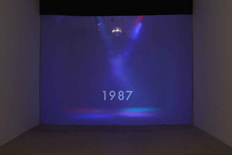 Timeline, 2015 Disco ball, colored lights, fog machine, single channel video (looped)