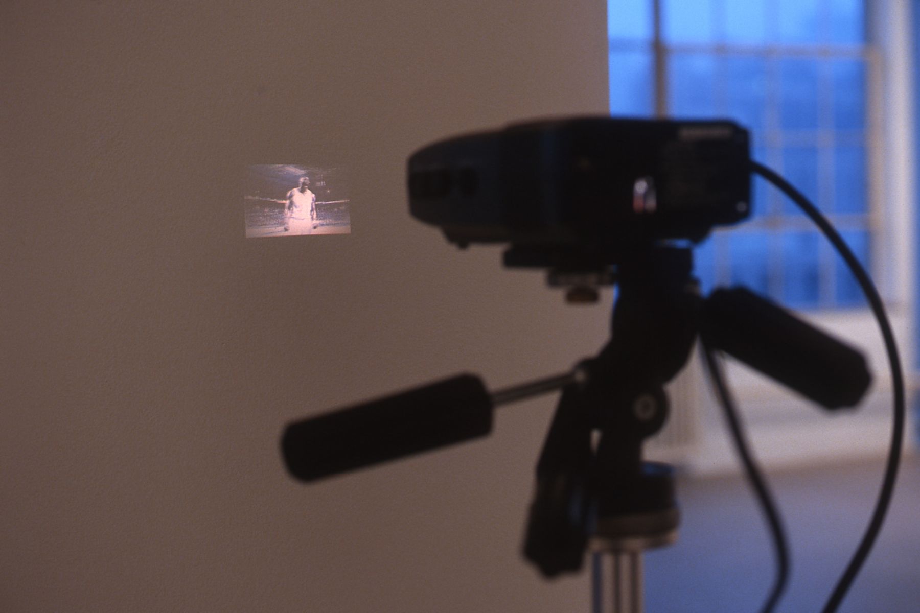 Paul Pfeiffer, Fragment of a Crucifixion (After Francis Bacon), 1999, Single channel video installation, vcr, miniature LCD projector, master DVD