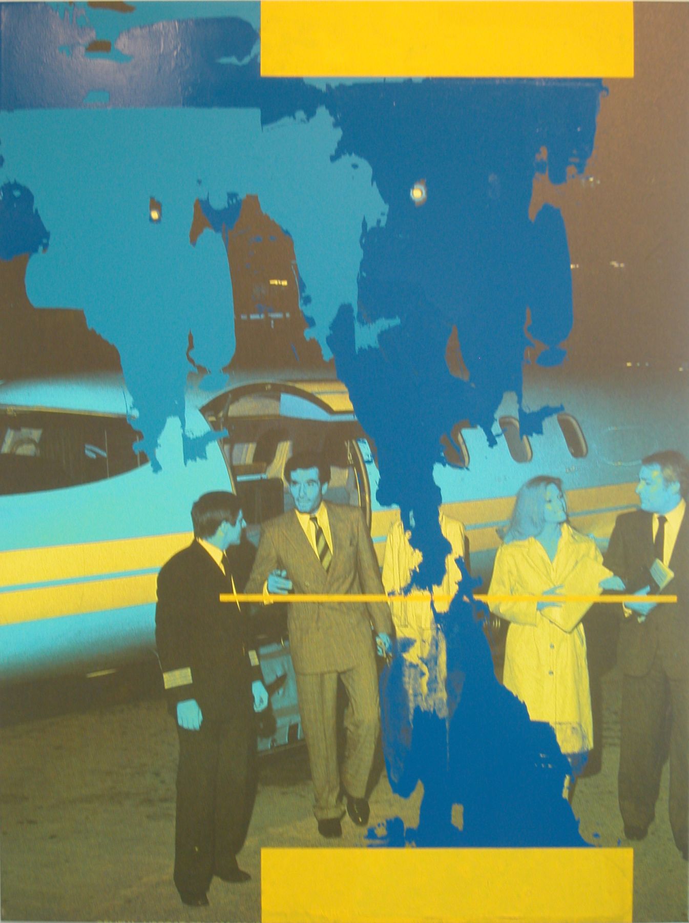 Untitled (Blue Airplane), 2005, silkscreen and inkjet on canvas, 48 x 36 inches