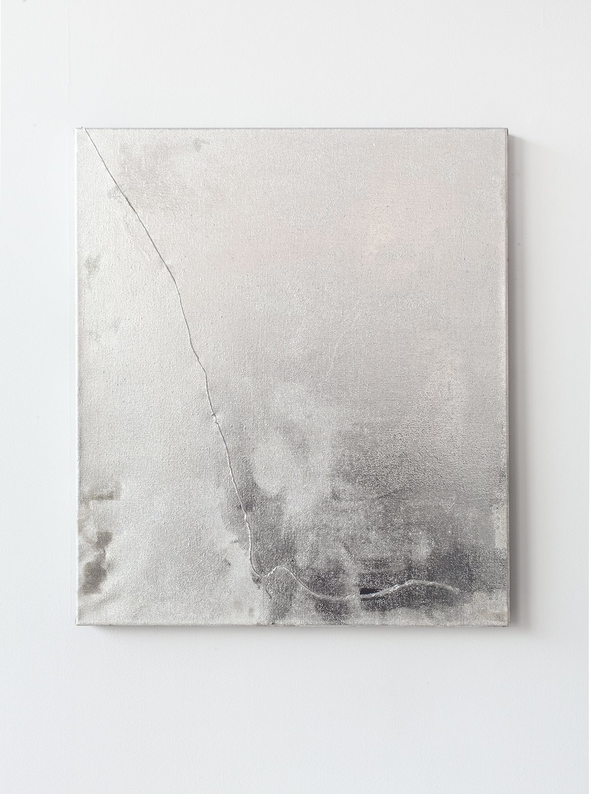 Mathieu Malouf Untitled, 2013 Gesso, human hairs, and electro silver plating process on linen 30 x 24 inches (76.2 x 61 cm)
