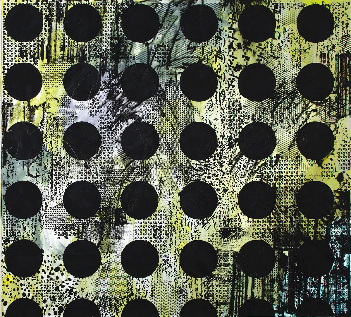 Jacqueline Humphries O, 2015 Oil on linen 100 x 111 inches (254 x 281.9 cm)