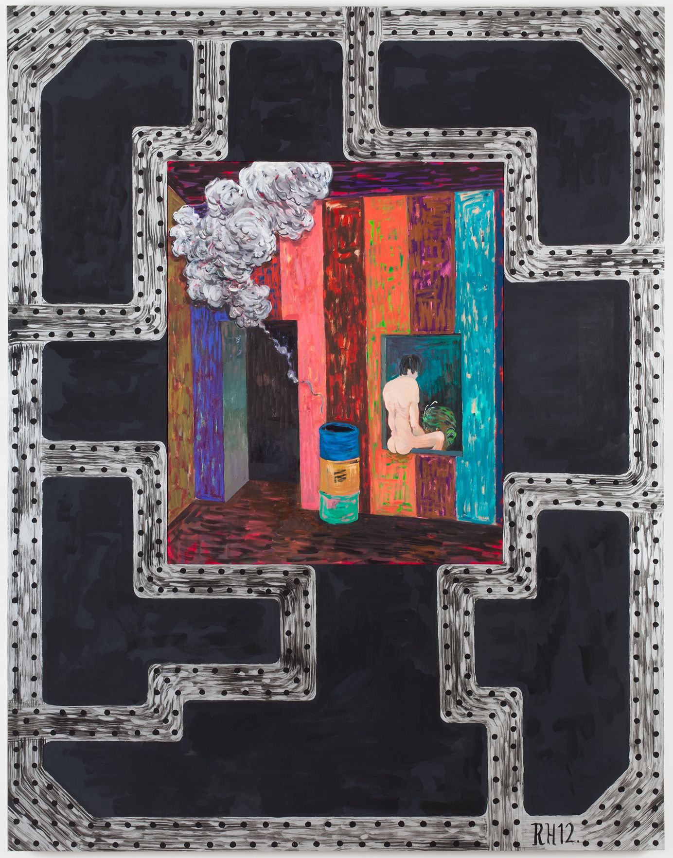 Richard Hawkins Brig #6: Overshot, 2012 Oil on canvas and acrylic on panel 63 x 49 x 1 5/8 inches 160 x 124.5 x 4.1 cm